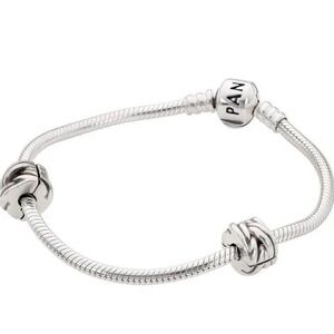 Pandora Authentic Sterling Silver Snake Bracelet with spacers